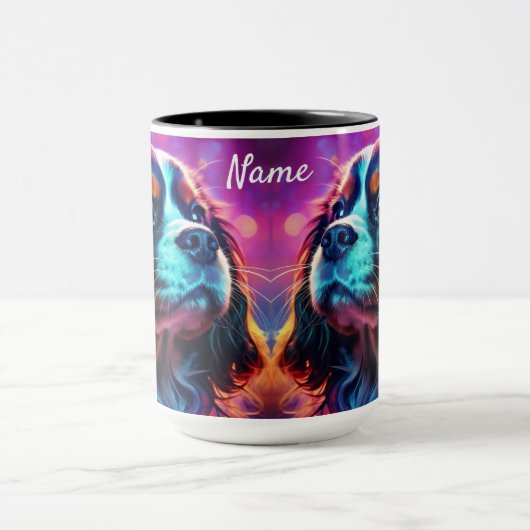 Rainbow Tri Cavalier King Charles Spaniel Hond Mok (Midden)