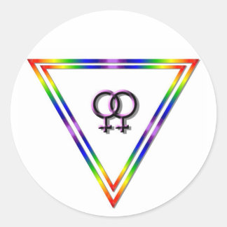 Rainbow Triangle Vrouw / Vrouw Ronde Sticker