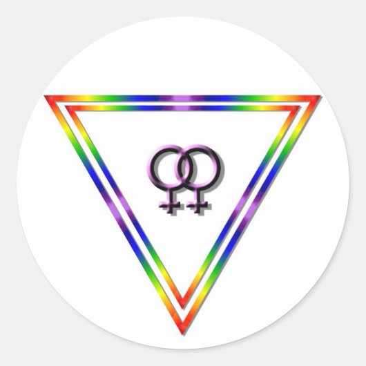 Rainbow Triangle Vrouw / Vrouw Ronde Sticker (Voorkant)