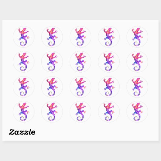 Rainbow Tribal Gecko Ronde Sticker (Vel)