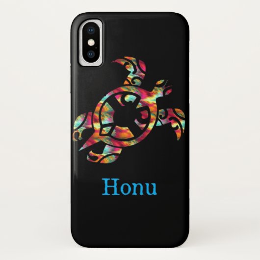 Rainbow Tribal Hawaiian Zee Turtle on Black Case-Mate iPhone Case (Achterkant)