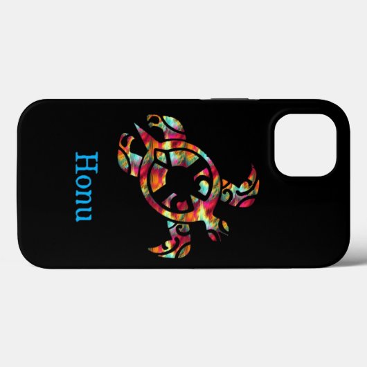 Rainbow Tribal Hawaiian Zee Turtle on Black Case-Mate iPhone Case (Achterkant (horizontaal))