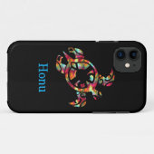 Rainbow Tribal Hawaiian Zee Turtle on Black Hoesje (Achterkant (horizontaal))