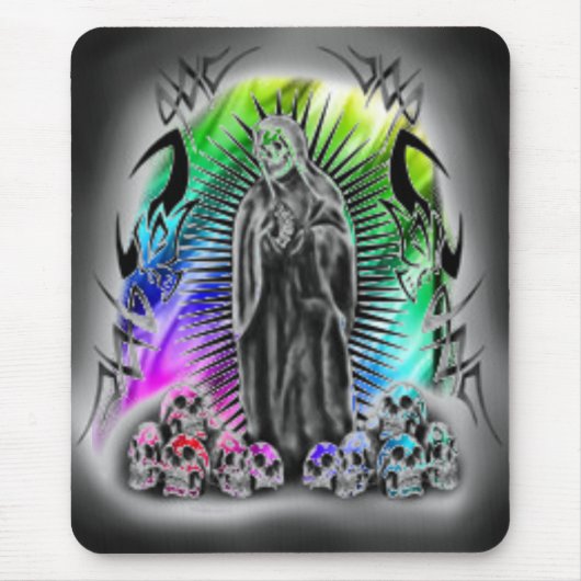 Rainbow Tribal Skull Grim Reaper Mousepad Muismat (Voorkant)