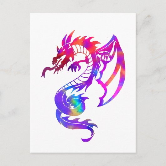 Rainbow Tribal Tattoo Dragon Briefkaart (Voorkant)