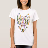 Rainbow Tribal Wolf Head (vooruitkijkend) T-shirt (Voorkant)