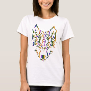 Rainbow Tribal Wolf Head (vooruitkijkend) T-shirt
