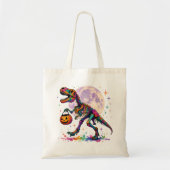Rainbow Trick or Treat T-Rex Skeleton Tote Bag (Voorkant)
