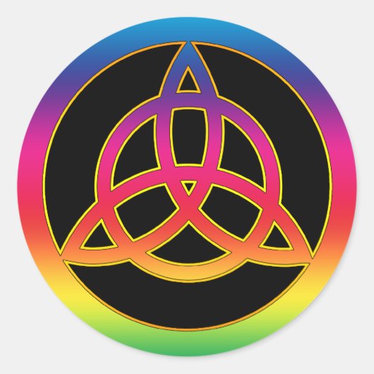 RAINBOW TRINITY KNOOP RONDE STICKER (Voorkant)