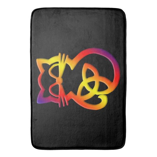 Rainbow Trinity Knot Celtic Cat Bath Mat (Voorkant Verticaal)