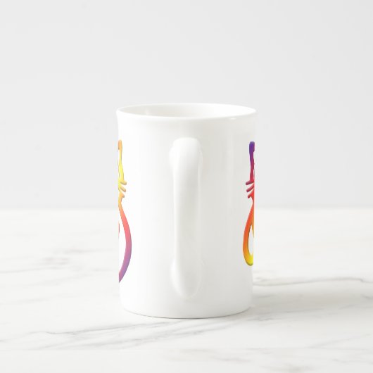 Rainbow Trinity Knot Celtic Cat Bone China Mok (Achterkant)