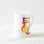 Rainbow Trinity Knot Celtic Cat Bone China Mok (Voorkant rechts)