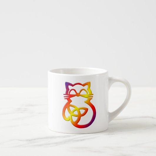 Rainbow Trinity Knot Celtic Cat Espresso Mok (Rechts)