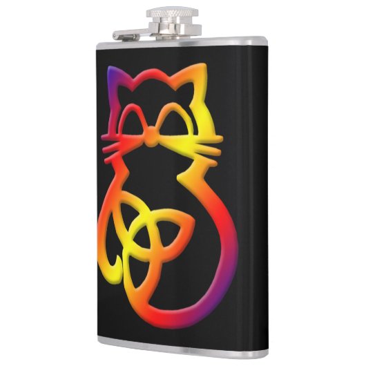 Rainbow Trinity Knot Celtic Cat Flask Heupfles (Links)