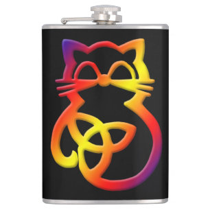Rainbow Trinity Knot Celtic Cat Flask Heupfles