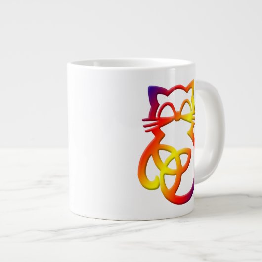Rainbow Trinity Knot Celtic Cat Jumbo Mok (Voorkant rechts)