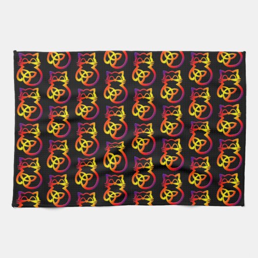 Rainbow Trinity Knot Celtic Cat Kitchen Towel Theedoek (Horizontaal)