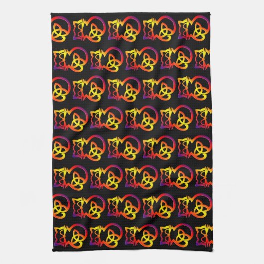 Rainbow Trinity Knot Celtic Cat Kitchen Towel Theedoek (Verticaal)