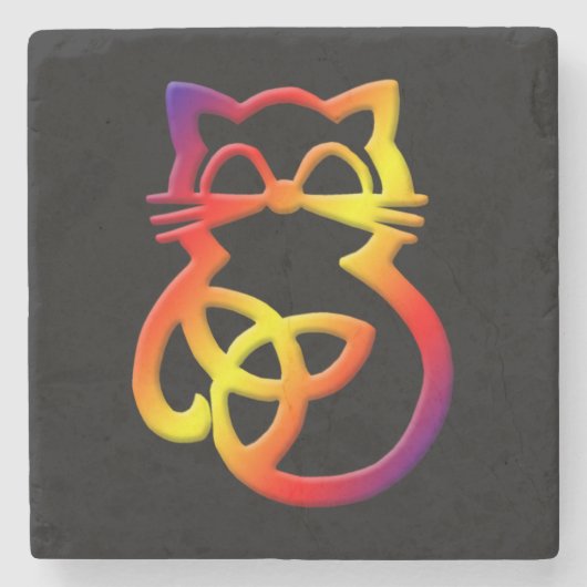 Rainbow Trinity Knot Celtic Cat Onderzetter (Voorkant)