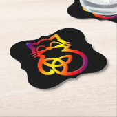 Rainbow Trinity Knot Celtic Cat Onderzetters (Gekanteld)