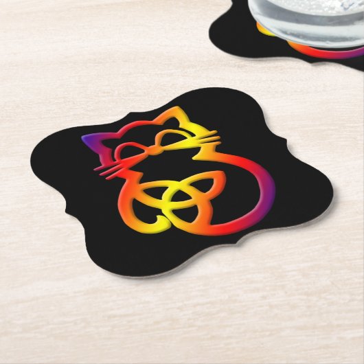 Rainbow Trinity Knot Celtic Cat Onderzetters (Gekanteld)