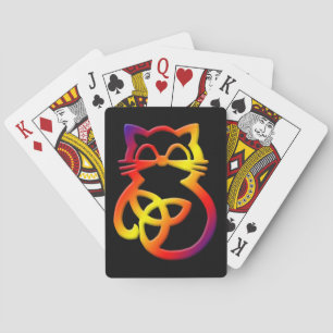 Rainbow Trinity Knot Celtic Cat Plays Pokerkaarten