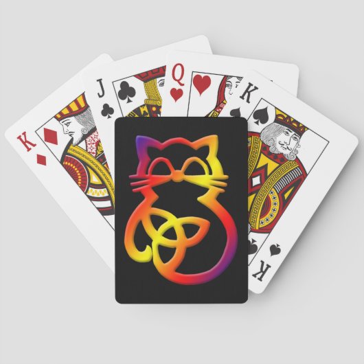 Rainbow Trinity Knot Celtic Cat Plays Pokerkaarten (Achterkant)