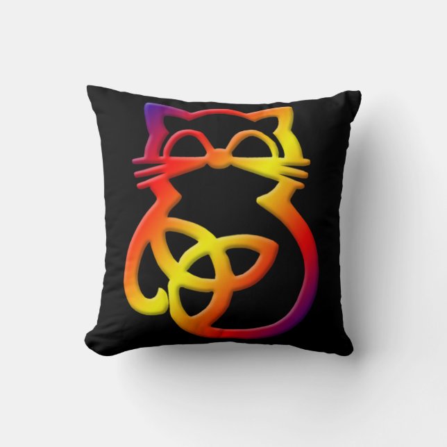 Rainbow Trinity Knot Celtic Cat Sierkussen (Voorkant)