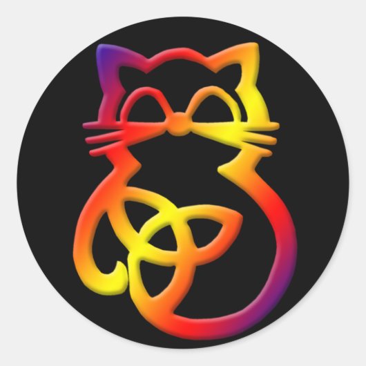 Rainbow Trinity Knot Celtic Cat Stickers (Voorkant)