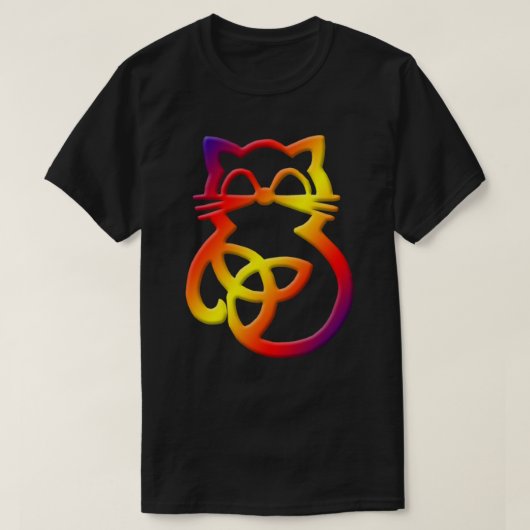 Rainbow Trinity Knot Celtic Cat T Shirt (Design voorkant)