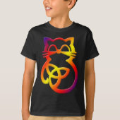 Rainbow Trinity Knot Celtic Cat T Shirt (Voorkant)
