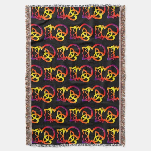Rainbow Trinity Knot Celtic Cat Throw Blanket Deken (Voorkant Verticaal)