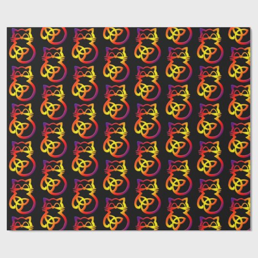 Rainbow Trinity Knot Celtic Cat Wrapping Paper Cadeaupapier (Vlak)
