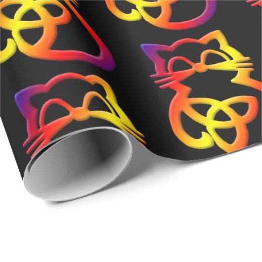 Rainbow Trinity Knot Celtic Cat Wrapping Paper Cadeaupapier (Rol Hoek)