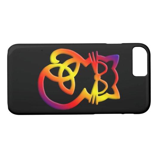 Rainbow Trinity Knot Keltische Cat iPhone 8/7 Hoes (Achterkant (Horizontaal))