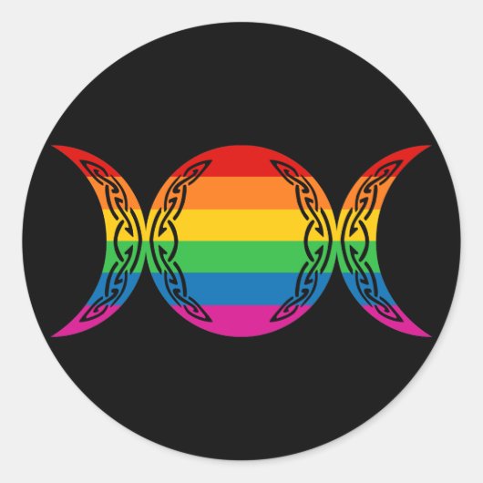 Rainbow Triple Goddess Symbol Ronde Sticker (Voorkant)