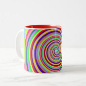 Rainbow "Trippin" psychedelic pop art snoep swirl Tweekleurige Koffiemok (Voorkant links)