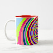 Rainbow "Trippin" psychedelic pop art snoep swirl Tweekleurige Koffiemok (Links)