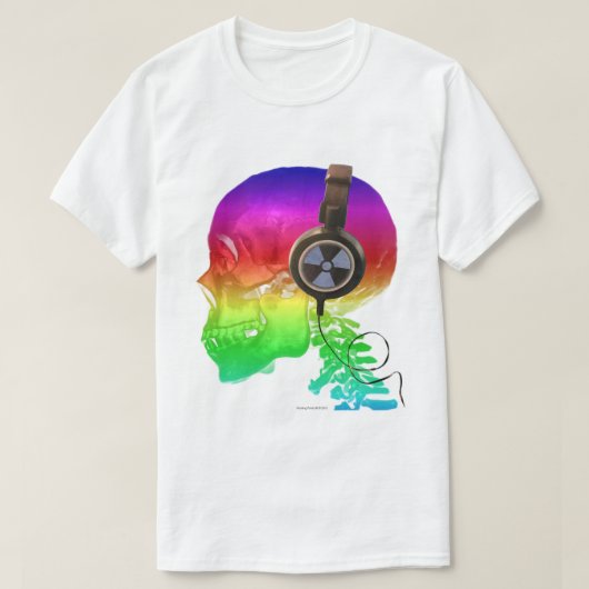 Rainbow Trippy Skull Bone Music T-shirt (Design voorkant)