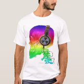 Rainbow Trippy Skull Bone Music T-shirt (Voorkant)