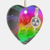 Rainbow Trippy Skull Music Psychedelic Dance Party Keramisch Ornament (Rechts)