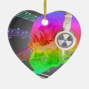 Rainbow Trippy Skull Music Psychedelic Dance Party Keramisch Ornament