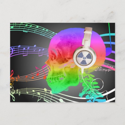 Rainbow Trippy Skull Music Psychedelic Dance Party Uitnodiging Briefkaart (Voorkant)
