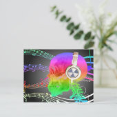 Rainbow Trippy Skull Music Psychedelic Dance Party Uitnodiging Briefkaart (Staand voorkant)