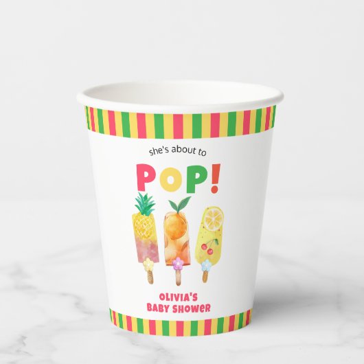 Rainbow Tropical Fruit Ice Cream Pop Baby shower Papieren Bekers (Voorkant)
