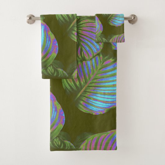 Rainbow Tropical Leaves Badkamer Handdoek Set (Insitu)