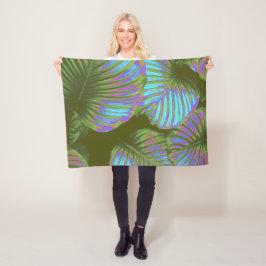 Rainbow Tropical Leaves Fleece Deken