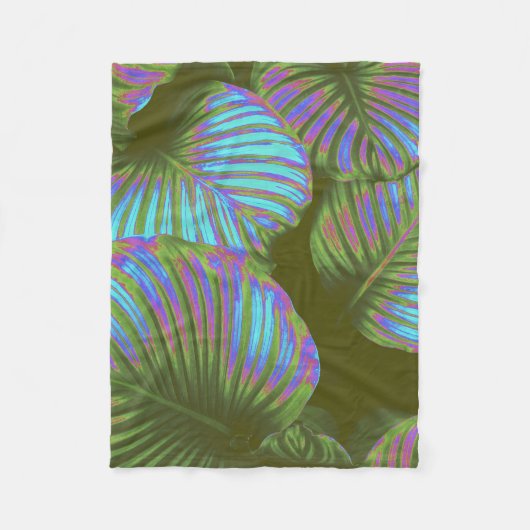 Rainbow Tropical Leaves Fleece Deken (Voorkant)
