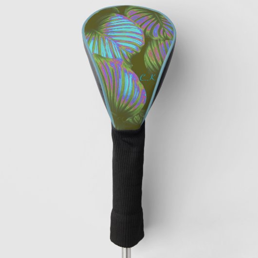 Rainbow Tropical Leaves Golf Club Head Hoesje Golfheadcover (Voorkant)