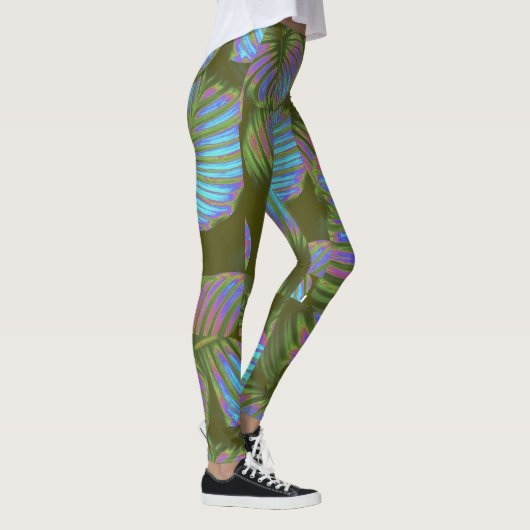 Rainbow Tropical Leaves Leggings (Rechts)